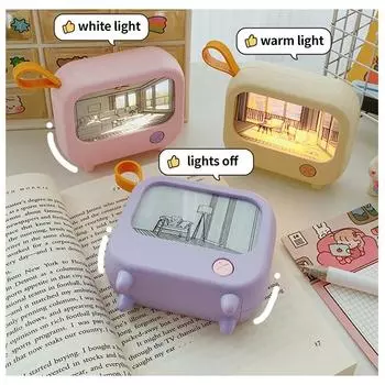 Светодиодный светильник для рисования USB-разъем с затемнением ночника Подарок мультяшный ночник Ночные художественные рамки USB-разъем Декоративные фонари Подарки 2 изменения цвета 10* 3.5* 9cm бежевый