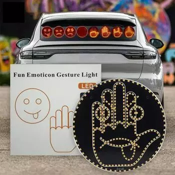 Светодиодный светильник для среднего пальца, жест, ручной светодиодный автомобильный стикер, ручной автомобильный палец, окно вверх, светодиодный забавный N3X7 14 modes smile + gesture light-onesize