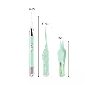 Светодиодный светильник для ушей, USB перезаряжаемый зажим для удаления серы из ушей, зажим для чистки носа, для маленьких взрослых, для чистки ушей, носа зелёный