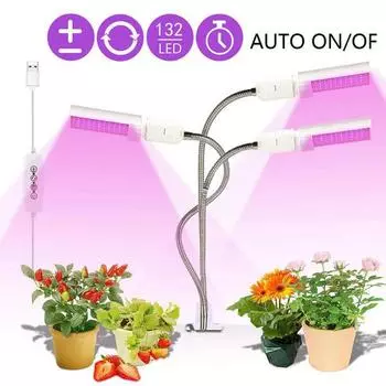 Светодиодный светильник для выращивания растений в помещении с 3 головками, зажим для роста полного спектра, фитолампа для выращивания фитолампы, коробка для гидропалатки для Cultivo, комнатный гроубокс a2 3 Bulbs 3 Heads