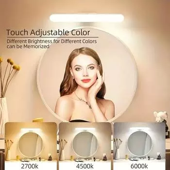Светодиодный светильник для зеркала для макияжа, затемняющий светильник для шкафа, лампа для чтения, 3-цветный USB-перезаряжаемый и наклеиваемый ночник