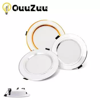 Светодиодный светильник Downlight 5W 7W 9W 12W 15W 18W 20W Встраиваемый круглый светодиодный потолочный светильник 110V 220V Панельные светильники Внутреннее освещение Теплый/холодный белый White shell 5W теплый белый