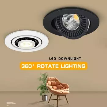 Светодиодный светильник Downlight встраиваемый потолочный точечный светильник белый 5 Вт 7 Вт 12 Вт 360 ° регулируемый COB Spot для освещения спальни вестибюля AC90~260 В 5w&Warm White белый