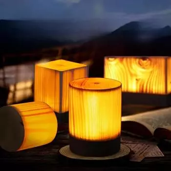 Светодиодный светильник из натурального дерева, прозрачный, ночник, спальня, прикроватная тумбочка, креативное украшение, ресторан, бар, кемпинг, атмосфера, освещение 2 W
