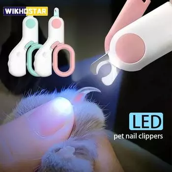 Светодиодный светильник, машинка для стрижки когтей для кошек и собак, профессиональный триммер для когтей домашних животных с предохранительным замком, набор инструментов для ухода за щенками, котятами, животными синий