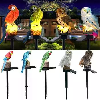 Светодиодный светильник на солнечной энергии с совой для животных, искусственные цветы, садовые фонари, водонепроницаемая уличная лампа для газона, солнечная энергия, внешний светодиодный декор 1 pc