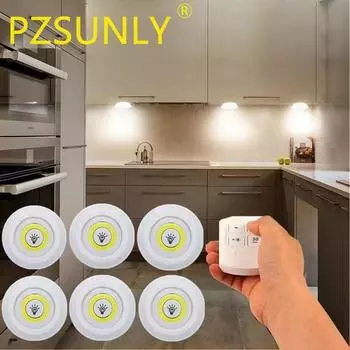 Светодиодный светильник под шкафом, беспроводной пульт дистанционного управления, регулируемая яркость, для гардероба, спальни, кухни, 3 Вт, супер яркий ночник Warm White Light