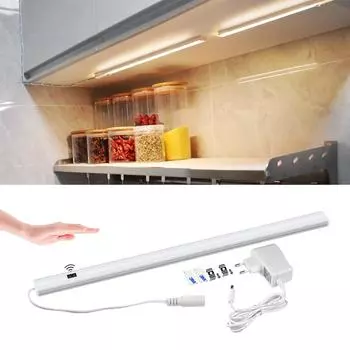 Светодиодный светильник под шкафом, ручной переключатель для Fitchen 5 Вт/6 Вт/7 Вт, сенсорная лампа для гардероба, светодиодные ночные светильники с адаптером ЕС 30CM