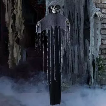 Светодиодный светильник, подвесной призрачный череп, украшение с орнаментом, страшный скелет на Хэллоуин, светящиеся глаза, привидения