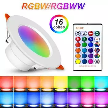 Светодиодный светильник RGB, 10 Вт, встраиваемые потолочные прожекторы, AC 110 В, 220 В, регулируемая внутренняя лампа, ИК-пульт дистанционного управления с функцией памяти