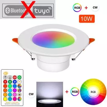 Светодиодный светильник RGB, 220 В, умные потолочные светильники с регулируемой яркостью, 10 Вт, 15 Вт, теплый белый светильник, направленный вниз для кухни, Tuya, Bluetooth/ИК-пульт дистанционного управления 10W-IR RGBCW