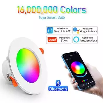 Светодиодный светильник RGB TuYa, AC85-265V 15W, светодиодный прожектор для столовой, умный потолочный светильник CW+WW, встраиваемый светильник, круглая панель 15W&Yes