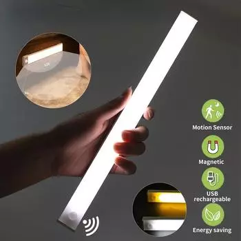 Светодиодный светильник с датчиком движения для шкафа, перезаряжаемый через USB светодиодный ночник, светильник для лестницы, шкафа, проход для комнаты, освещение шкафа 10CM белый