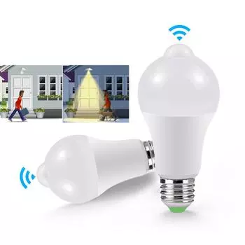 Светодиодный светильник с датчиком движения PIR E27, 12 Вт, 110 В, 220 В, умный ночник «Сумерки, рассвет», для прихожей, крыльца, коридора, гаража, охранные огни