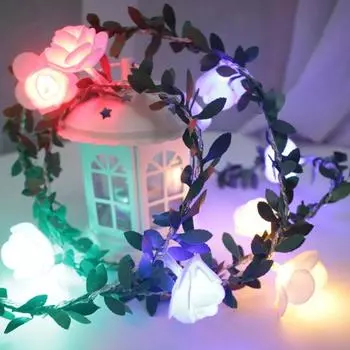 Светодиодный светильник с изображением розы и виноградной лозы, гирлянда, креативная форма, мягкое освещение, мерцающий светильник, без батареи, декоративный сказочный свет 30LED