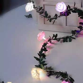 Светодиодный светильник с изображением розы и виноградной лозы, гирлянда, креативная форма, мягкое освещение, мерцающий светильник, без батареи, декоративный сказочный свет 30LED