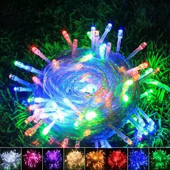 Светодиодный светильник с вилкой европейского стандарта, праздничный Новый год, домашний декор, 10 м, светодиодные гирлянды, декор для рождественской елки, светильник для свадебной вечеринки, рождественское украшение EU Plug белый