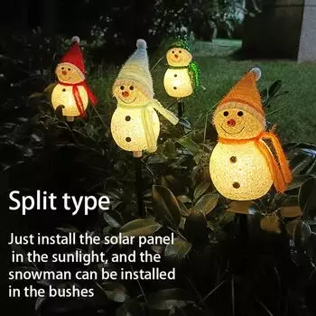 Светодиодный светильник снеговика на солнечной батарее для сада, уличный светильник для наземного столба, рождественские дорожные фонари на солнечной энергии для рождественского украшения газона и двора
