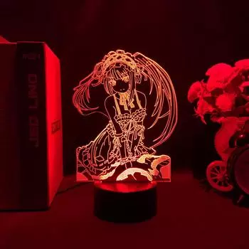 Светодиодный светильник в стиле аниме Date A Live Kurumi Tokisaki для детей, декор для спальни, ночник, подарок на день рождения, стол для комнаты, 3d лампа, Date A Live, манга
