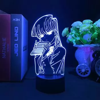 Светодиодный светильник в стиле аниме «Коми не может общаться» для детей, украшение для спальни, ночник, детский подарок на день рождения, декор комнаты, 3d лампа, манга