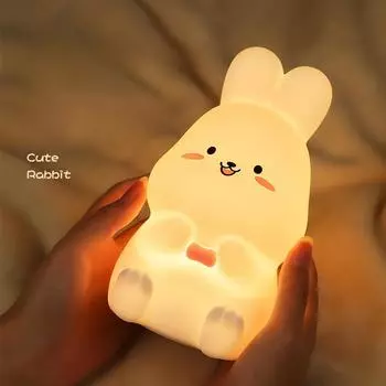 Светодиодный светильник в виде кролика с зарядкой через USB для украшения дома, ночник для спальни, детский светильник для сна 1.7W