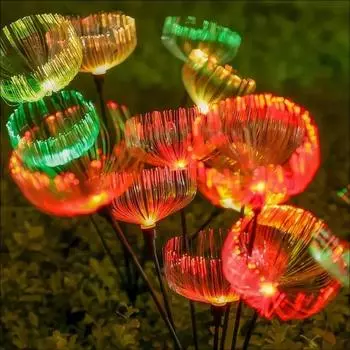 Светодиодный светильник в виде медузы на солнечном волокне, наружные декоративные светильники с вилкой, 7 головок, теплый сад, звездное небо, ландшафтное освещение, наружная волоконно-оптическая лампа в виде медузы 1pcs-monolayer