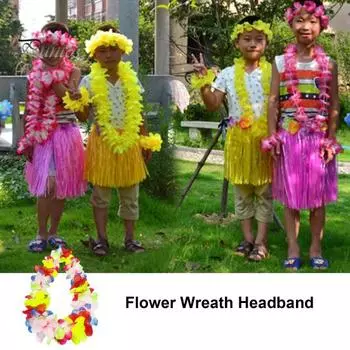 Светодиодный светящийся цветочный венок, повязка на голову, яркий цвет, светящийся головной убор, платье, Гавайские леи, аксессуары для косплея, вечеринки синий