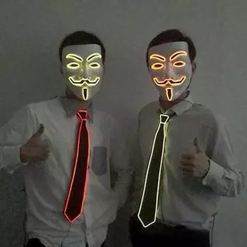 Светодиодный светящийся галстук для мужчин и женщин, светящийся галстук, украшение для вечеринки, Хэллоуин, вечеринка, реквизит для косплея очистить синий