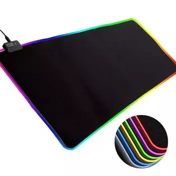 Светодиодный светящийся красочный свет RGB игровой коврик для мыши коврик для клавиатуры для компьютеров 25cm x 30cm чёрный