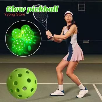Светодиодный светящийся шар Pickleball, на батарейках, легкий, портативный, полый светящийся светящийся шар Pickleball флуоресцентный желтый
