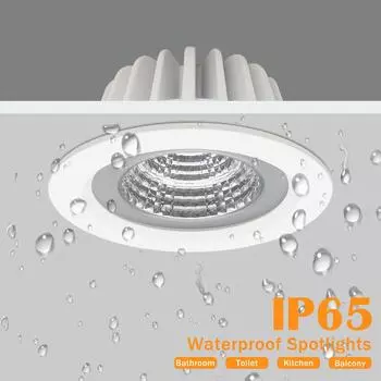 Светодиодный точечный светильник COB, встраиваемый светодиодный потолочный светильник 5 Вт, 7 Вт, 12 Вт, IP65, светодиодный точечный светильник для ванной комнаты, балкона, туалета, водонепроницаемое освещение 5W&Natural White