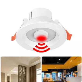 Светодиодный точечный светильник с датчиком движения PIR AC85-265V, встраиваемые светодиодные точечные светильники 5 Вт/10/15 Вт/20 Вт для гостиной, коридора, прихожей, лестницы 2PCS&White