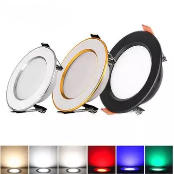 Светодиодный точечный светильник, встраиваемый потолочный светильник, 3 Вт, 5 Вт, 7 Вт, 9 Вт, 12 Вт, 15 Вт, AC110 В, 220 В, светодиодный прожектор, панель излучает красный, синий, зеленый свет 3W&Black