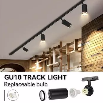 Светодиодный трековый светильник для магазина одежды GU10 Focus Rail Spot DIY Bulb Design Fixture Shop Home Kitchen Track Lamp Source lane Spotlight Custom 5W-50W