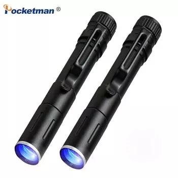 Светодиодный УФ-фонарик, мини-карманный черный фонарик-ручка, ультрафиолетовый, 3 режима, масштабируемый, 395 нм, портативные фонарики