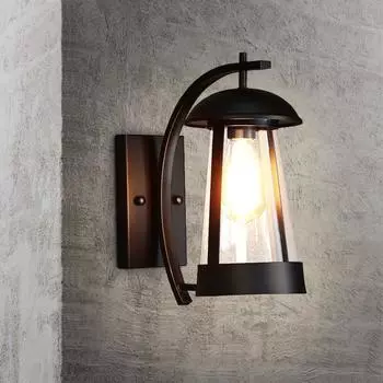 Светодиодный уличный настенный светильник, балкон для внутреннего дворика, садовый настенный светильник, антикварная декоративная лампа Without light bulb&GB E27 lamp holder чёрный