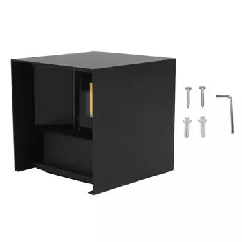 Светодиодный уличный настенный светильник, наружный светодиодный настенный светильник вверх-вниз 12 Вт 3500 К, теплый регулируемый свет в форме куба