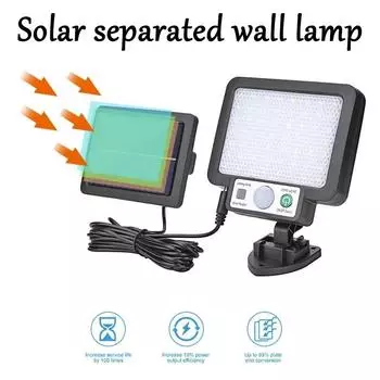Светодиодный уличный солнечный сплит-светильник для дома, 3 режима, водонепроницаемый, с датчиком движения, садовое уличное освещение для гаражного настенного светильника