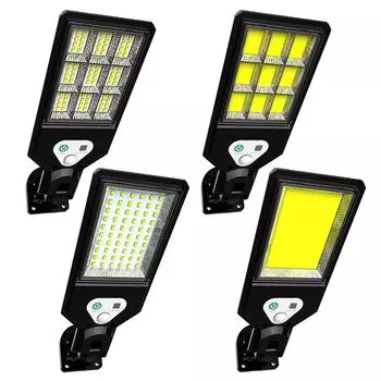 Светодиодный уличный солнечный светильник с дистанционным управлением, белый свет, датчик движения, солнечный садовый светильник IP65, водонепроницаемый для прихожей и двора 72led