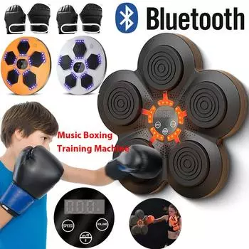 Светодиодный умный музыкальный боксерский тренажер, настенная мишень, 2-5 световых режимов, мешок с песком, расслабляющая тренировочная мишень для бокса, спортивная ловкость, реакция Black01