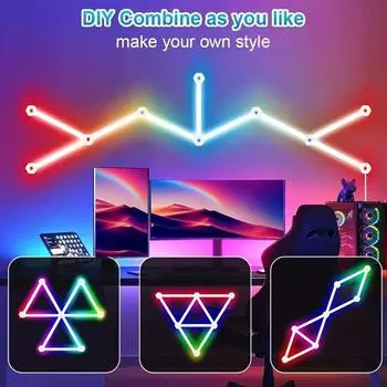 Светодиодный умный настенный светильник Bluetooth USB RGB Lights Bars Music Sync DIY Splicing Constellation Night Lamp 6Pcs&black