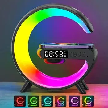 Светодиодный умный светильник для пробуждения RGB ночник с беспроводным динамиком 15 Вт Беспроводная перезаряжаемая настольная лампа для спальни прикроватная игровая комната белый