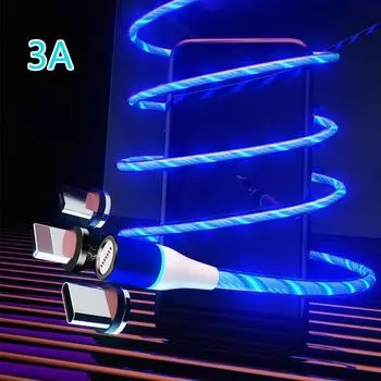 Светодиодный USB-кабель для iPhone, зарядное устройство, синхронизация данных, USB 3A, зарядный кабель для iPad iPhone Linghtning 11 X XS XR 6 6S 7 8 SE Plus, шнур зарядного устройства Micro(3A) красный