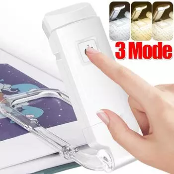 Светодиодный USB-перезаряжаемый светильник для чтения, ночник для защиты глаз, переносной настольный светильник с зажимом, ночник для чтения с закладкой чёрный