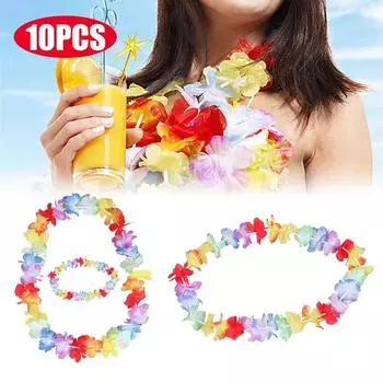 Светодиодный венок для гавайской вечеринки, украшение в виде тропического цветка, светодиодное цветное ожерелье для летнего пляжа, украшения на день рождения, товары для вечеринки 1PCS