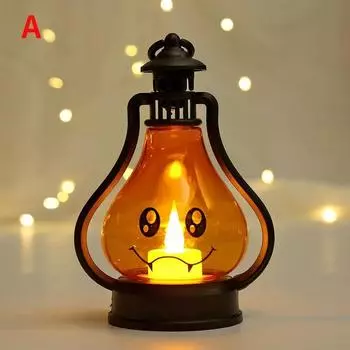 Светодиодный ветровой светильник ужасов на Хэллоуин, портативный тыквенный призрак, светодиодный фонарь для бара, настольный орнамент, реквизит для декора Хэллоуина светло-желтого