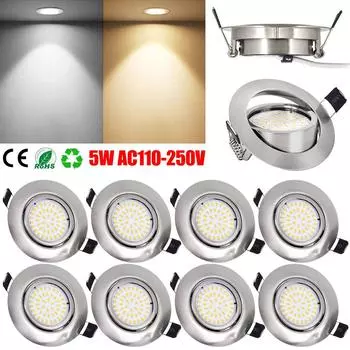 Светодиодный встраиваемый потолочный светильник 5 Вт, круглый светильник AC110-250V, регулируемый угол 1 pc белый