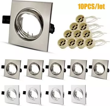 Светодиодный встраиваемый потолочный светильник с вырезом 50 мм, монтажная рама GU10/MR16 GU5.3, квадратный держатель лампы, точечное освещение, светильники