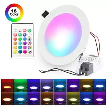 Светодиодный встраиваемый светильник мощностью 12 Вт с ИК-пультом дистанционного управления, 16 цветов и 4 режима мигания, регулируемый RGBW-прожектор с изменяемой яркостью