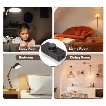 Светодиодный встроенный диммерный переключатель 1 Gang для настольных ламп 220 В-240 В с задним фронтом, поворотный шнуровой диммер ВКЛ/ВЫКЛ, выключатели света чёрный